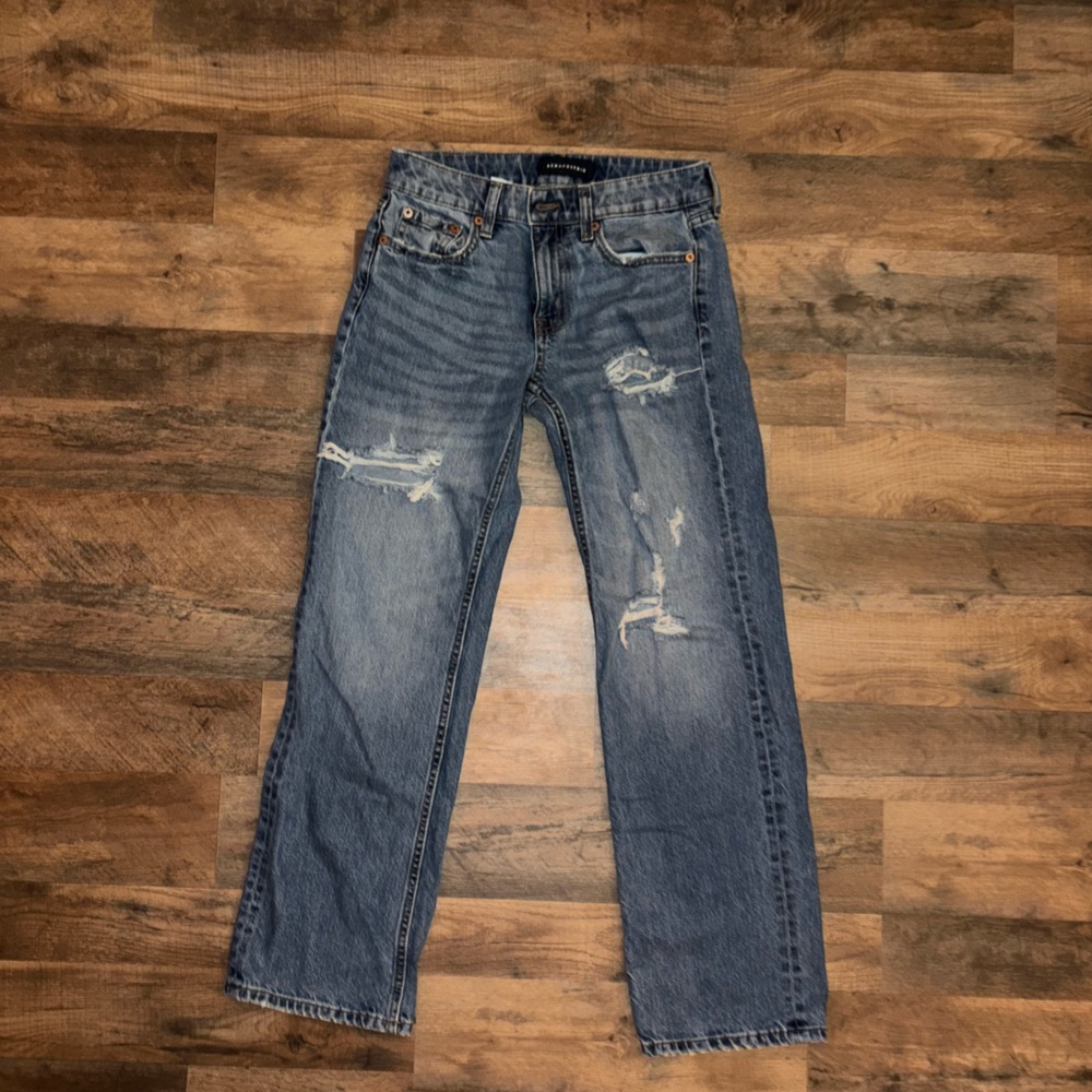 Aeropostale Women's Low Rise Baggy Blue Jeans